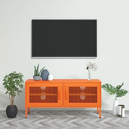 Générique Meuble TV Orange 105x35x50 cm Acier, Meubles, Meubles TV, Orange, (Poids 15.8KG)