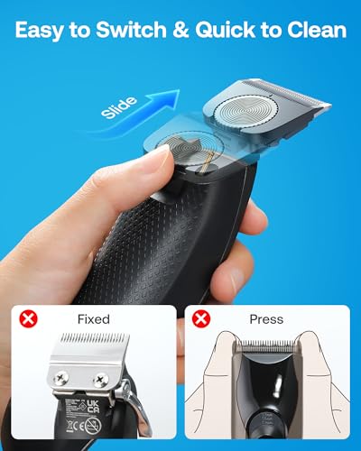 GLAKER Hair Clippers for Men - Cordless 3 in 1 Versatile Hair Clipper with Extra Long Guards, Detachable Blade & Storage Bag, Complete Mens Grooming Kits for Blending & Fade Cuts - Thumbnail 3
