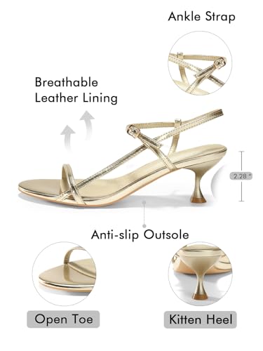 Coutgo Womens Strappy Heeled Sandals Kitten Low Heel Open Toe Ankle Strap Party Wedding Dress Shoes4