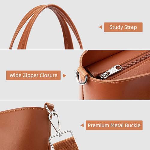 Image of KALIDI Tote Bag Zipper Shoulder Bag Faux Leather Purses Satchel for Women Casual Handbag Work Dating College