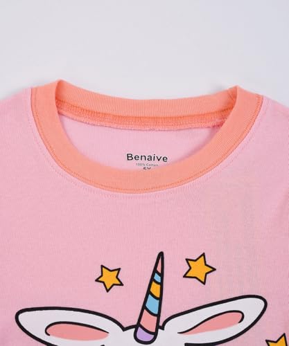 Benaive Girls Easter Pajamas Kids Bunny Easter Pjs Long Sleeves Set 100% Cotton Novelty Girls Sleepwear 2 Pieces Size 10 - image 3