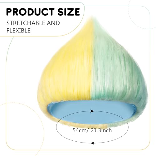 Image of Geyoga 1 Pcs Funny Wig Crazy Hair for Halloween Party,Green Yellow | Funny Colorful Wig Adults Use, Unisex Funky Hairband, Halloween Mardi Gras Cosplay Costume Party Accessories