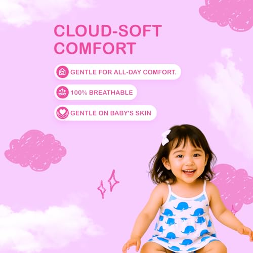 Image of Kidbea Muslin Frock for Baby Girls | Cotton Dress for Newborn Babies | Sleeveless, Tie-Up Shoulders Summer Wear Clothes