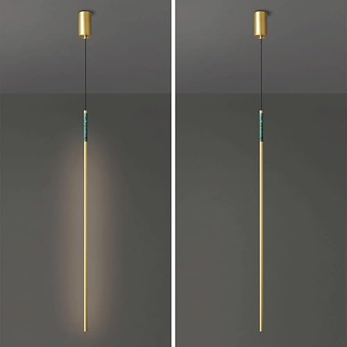 Miniatura 6 de Lámparas colgantes luz de isla de techo de mármol natural luces LED modernas de latón lámpara colgante de tubo largo de barra lámpara de noche de