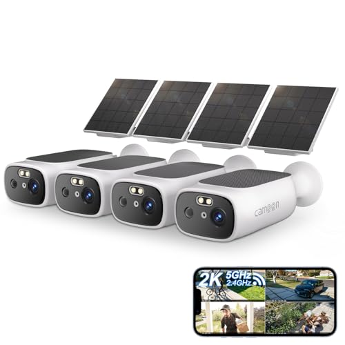 Image of 2K Solar Security Cameras Wireless Outdoor(4 Cams) | 2.4 /5Ghz WiFi, AI Motion Detection, Color Night Vision, SD Card /Cloud Storage, Waterproof, Work with Alexa /Google Home
