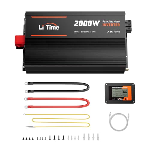 Image of LiTime 12V 2000W Pure Sine Wave Power Inverter, 4000W Surge Power for RVs