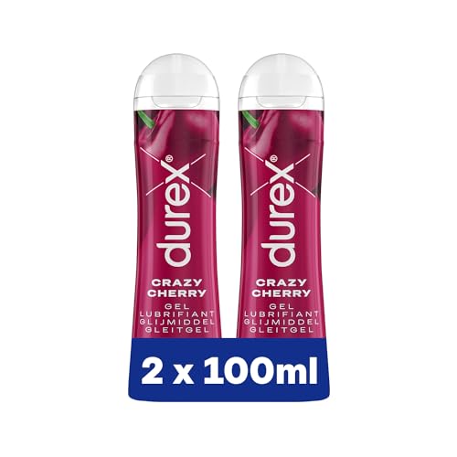 Durex Gel Lubrifiant Crazy Cherry - Goût Cerise - Lubrifiant à Base d'Eau - Lot de 2 x 100ml