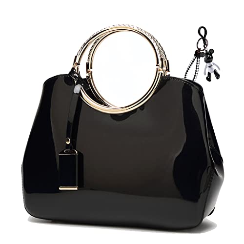 AINUOEY Femme Sacs portés épaule Sacs portés main Cuir Sacs bandoulière Sacs menotte Noir Cover