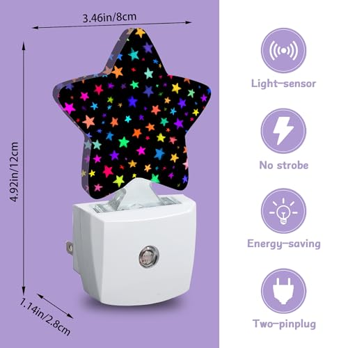 Image of Night Light,Bright Neon Stars Night Lights Plug into Wall Colorful Decorations for Bedroom Bathroom,Dusk to Dawn Sensor Kitchen Hallway Stairs Energy Efficient Desk Lamp
