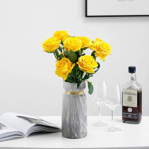 Laelfe 12 Pcs Artificial Yellow Roses - Image 2