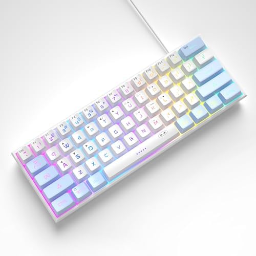 MageGee Teclado mini 60% para juegos, retroiluminado RGB de 61 teclas, teclado ultracompacto TS91 ergonómico, resistente al agua, sensación mecánica, teclado de computadora de oficina para PC, MAC, MageGee Teclado mini 60% para juegos, retroiluminado RGB de 61 teclas, teclado ultracompacto TS91 ergonómico, resistente al agua, sensación mecánica, teclado de computadora de oficina para PC, MAC,