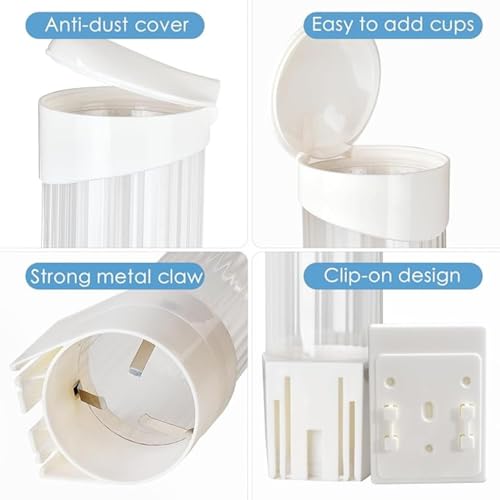 Image of TASMAX Paper Glasses wall Stand Paper Cup Organizer Glass Cup wall Stand Holder Dispense Wall Mounted Plastic Drinking Water Cup Dispenser Sticker or Screw Plate Mountable (Pack 1)
