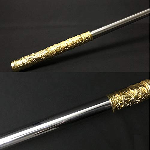 Weisheng Wooden Monkey King Staff Kungfu Wooden Wushu Sticks Monkey Cudgels Carving Dragon Golden Cudgel Sun Wukong Weapon Practice (Steel) - Thumbnail 2