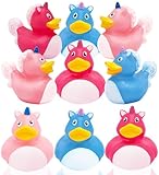 The Dreidel Company Unicorn Rubber Duck Toy Duckies for Kids, Bath Birthday Baby Showers Summer Beach and Pool Activity, 2' (6-Pack)