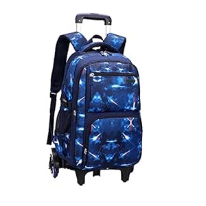 Backpack with Rolling Wheels Lightweight and Waterproof Boys Girls Students Detachable Trolley School Bag Rucksack