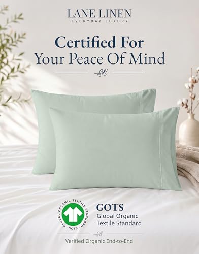 Image of 100% Organic Cotton Pillow Cases - King Size, Ultra Soft and Crisp, Cool Percale Pillow Covers, Sleeping Pillow Covers, Set of 2 - Cool Blue