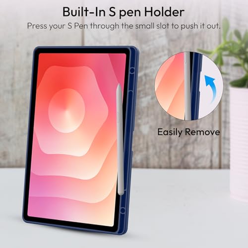 Image of Robustrion Cover Case for Samsung Galaxy Tab S11 11 inch Cover with [S-Pen Holder], Hybrid Flip Cover Case for Samsung S11 Tablet 11 inch with Transparent Back [Auto Sleep Wake] - Navy