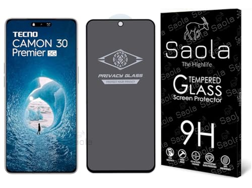 Image of Saola Ultra Privacy Tempered Glass For Tecno Camon 30 premier (PACK OF 1) with Free Installation Kit. Full screen Coverage. Free Replacement If Received Damaged - 6.77 inch