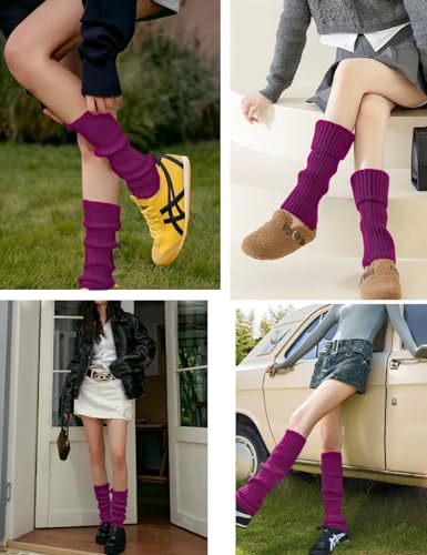 Image of v28 Women Warm Leg Warmers 80s Retro Party Costume Knit Ballet Neon Long Socks