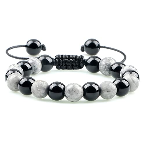 Bracelet d'obsidienne noire contre le stress quotidien, perles d'oeil de tigre