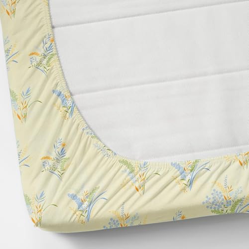 Image of VOMZER Premium 320 TC Fitted Bed Sheet with Full Elastic - Deep Pocket Design - Wrinkle Resistant Fitted Bedsheet 36x72 Single Cream Leaf