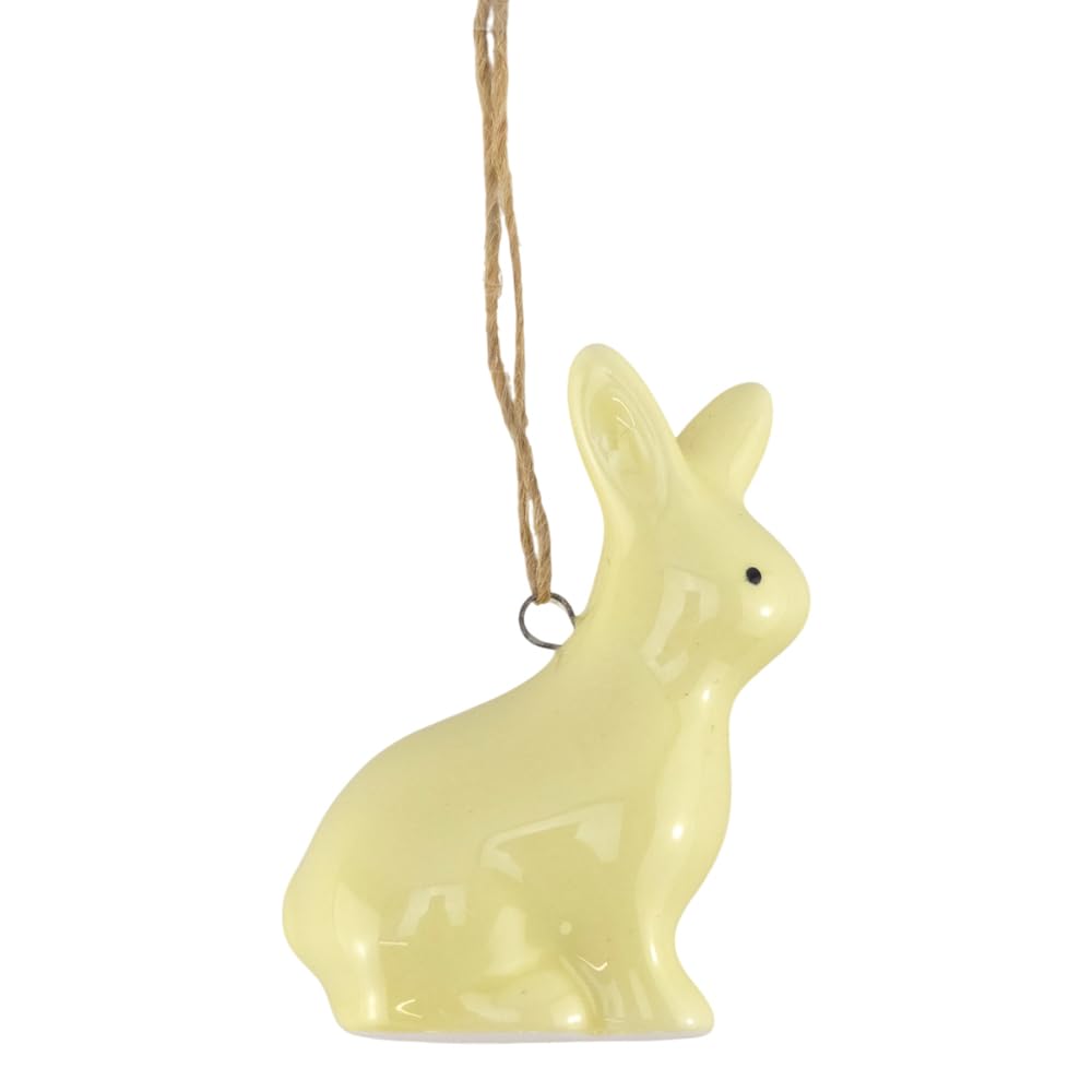 Crafty Capers Yellow Ceramic Bunny | Hanging Easter Tree Decoration | 7Cm Tall | Gisela Graham