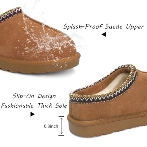 IPSAE Women's Fuzzy Platform Suede Mini Boots Slippers Short Ankle Boot Fur Fleece Lined House Shoes4