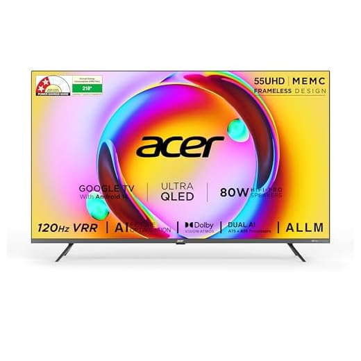 Acer 139 cm (55 inches) Super Series 4K Ultra HD Smart QLED Google TV AR55QDXGU2875AT (Black)