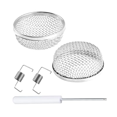 KHGUZ 2PCS RV Furnace Vent Cover, 2.8 Inch Stainless Steel Camper Flying Animal Screen with Installation Tool, Mesh Screen Accessories for RV Campers Trailers Water Heater Vents
