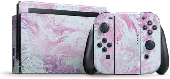 Skinit Decal Gaming Skin Compatible with Nintendo Switch Bundle - Aqua Blue Marble Ink Design