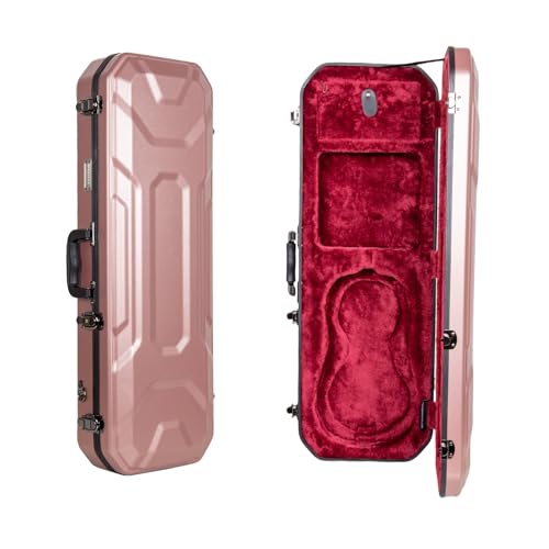 Image of Crossrock Oblong Case fits 4 /4 Full-Size Violin, Includes Interior Compartment, 2 Bow Holders, Security Lock, and Detachable Straps-Rose Gold (CRA860VFRG-R)