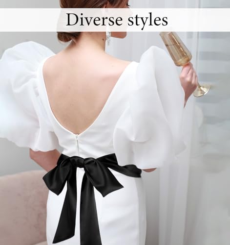 Black Sash Belt for Women, Women’s Satin Dress Belt, Perfect for Special Occasions Bridal Wedding - 4 Inches Wide, Timeless Stylish Accessory4