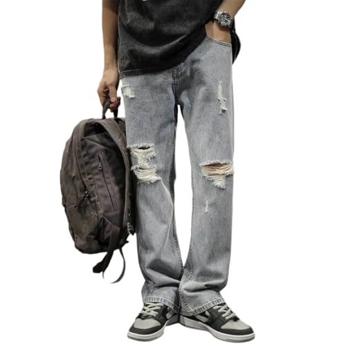 Men Straight Jeans Cotton Trousers Goth Denim Pants