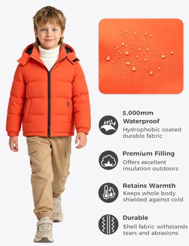 Image of wantdo Boys' Winter Coat Waterproof Puffer Jacket Parka with Removable Hood
