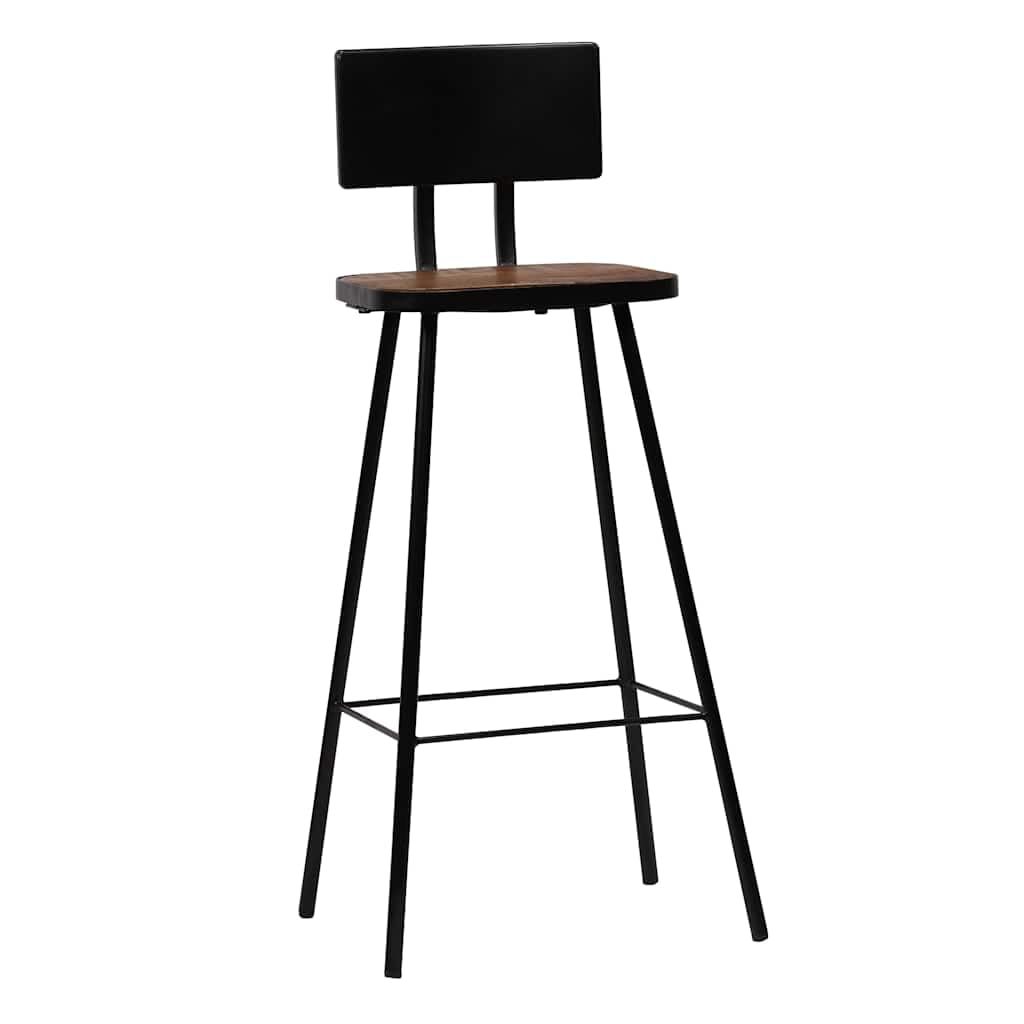 Ensemble de bar 3 pièces noir avec plateau en MDF et tabouret de bar en bois massif recyclé, cadre en acier revêtu par pulvérisation, table de bar, 120 x 60 x 105 cm, peu encombrant, pour