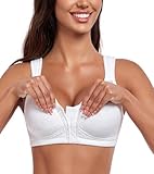 HACI Women's Front Closure Posture Support Bra Full Coverage Bras Wireless Non-Padded Comfy Everyday(White,38C)