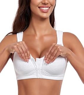 HACI Women's Front Closure Posture Support Bra Full Coverage Bras Wireless Non-Padded Comfy Everyday(White,40C)