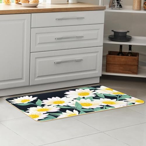Alfombrilla de cocina antideslizante VAPOKF lavable y absorbente con diseño floral, pack de 2 7