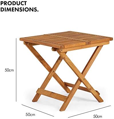 VonHaus Adirondack Side Table - Wooden Folding Garden Table - Acacia Hardwood Foldable End Table for Garden, Patio & Terrace - Outdoor Drinks Table