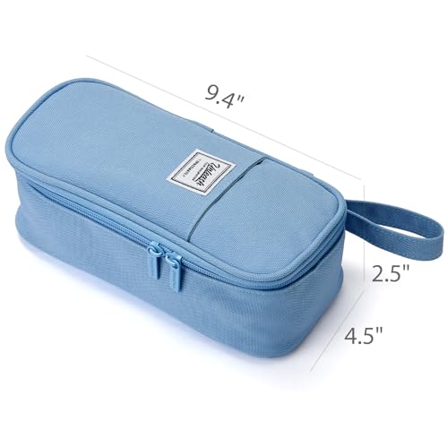 Image of SPACEMATE Pencil Case Pouch Box Bag School Supplies Girls Boys Kids, Cute Preppy Stuff Large Big Capacity Aesthetic Pen Organizer, Back to College Stationary, Cornflower Blue, Classic Stlye, 1800ml