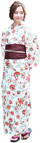 Amazon 大人レトロ 変わり織り浴衣白地に鳳凰が飛び交うゆめ物語 D35 ホンコンマダム 浴衣 ゆかた 大人 レディース 可愛い 浴衣の帯 白地 古風 浴衣 かわいい 女 Free 白地 浴衣 通販