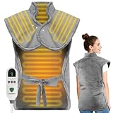 VCKHRRY Almohadilla Térmica Eléctrica la Espalda y Cuello 60×100cm, 9 Niveles de Calor, 4 Temporizador, Manta Electrica con Apagado Automático, Calentamiento Rápido, Franela, Lavable Oficina y Hogar
