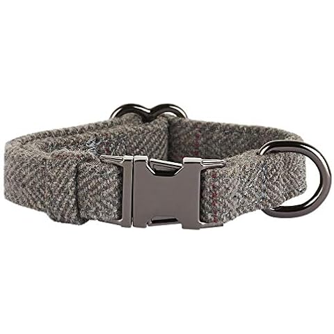Thoroughbeds Dark Grey Herringbone Tweed Dog Collar - Extra Small Cover