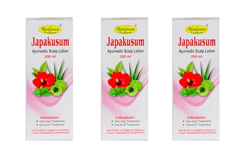 Image of Japakusum Ayurvedic Scalp Lotion for Hair Growth & Hair Fall Control | Herbal Hair Tonic with Hibiscus & Natural Ingredients | Nourishes Scalp & Strengthens Roots | Suitable for All Hair Types | 600 ML (3 Pack of 200 ML) | For Hair
