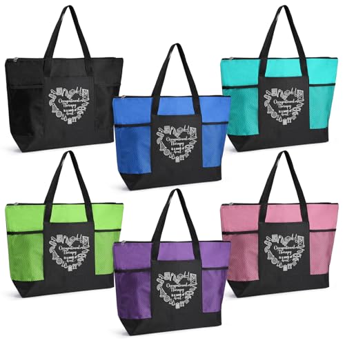 Image of 6 Pcs Team Appreciation Tote Bags Pocket for Women Employee Appreciation Gifts for Nurses Volunteer Cowork