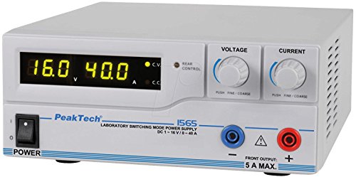 PeakTech 1565  Labor Fuente de alimentación conmutada DC 1  16 V/0  40 A con USB, control remoto completo de voltaje y corriente, ciclos programables de salida de corriente y tensión