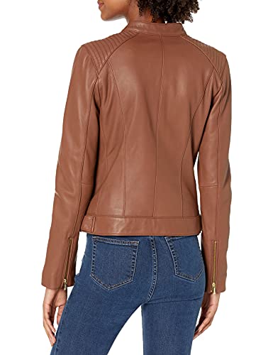 Cole Haan Women's Racer with Quilted Panels Leather Jacket2