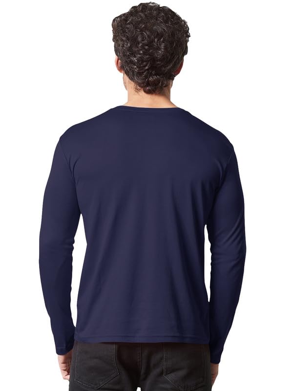 Image of LAZYCHUNKS Regular Fit Solid Super Combed Cotton Rich Henley Neck Full Sleeve Men's T-Shirt