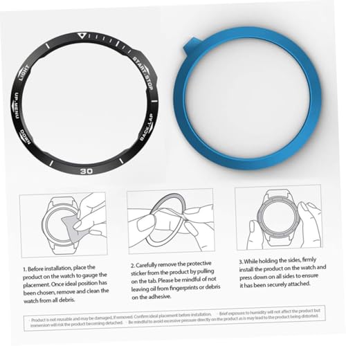 Anillo de bisel metálico para reloj 6X en acero inoxidable negro 3