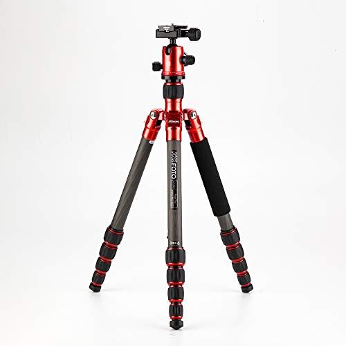 MeFoto RoadTrip Lightweight 61.6" Carbon Fiber Tripod/Monopod, w/Case, Twist Locks, Triple Action Ballhead w/Arca Swiss Plate - Red (C1350Q1R)